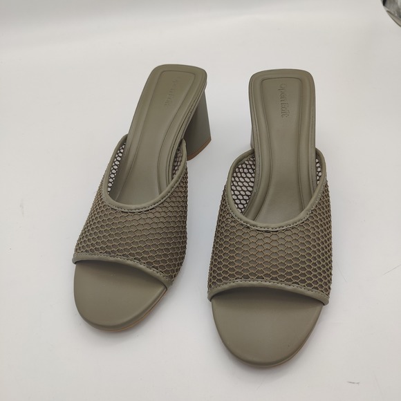 Open Edit Womens Size‎ 11M Olive Green Mesh Block Heel Mules Slides Open Toe - Picture 6 of 10